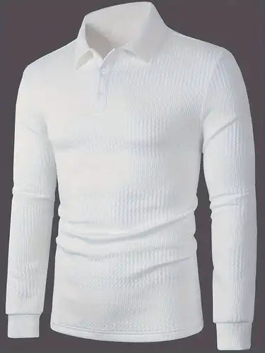Men's Textured Golf Polo Shirt - White | Breathable & Stylish for Golf & Casual Wear.
