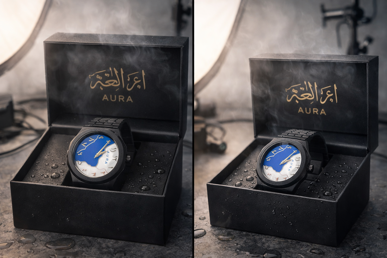 Fabric Arabic Aura Blue White Dial Watch for Men & Boys | Stylish Pakistani Watch.