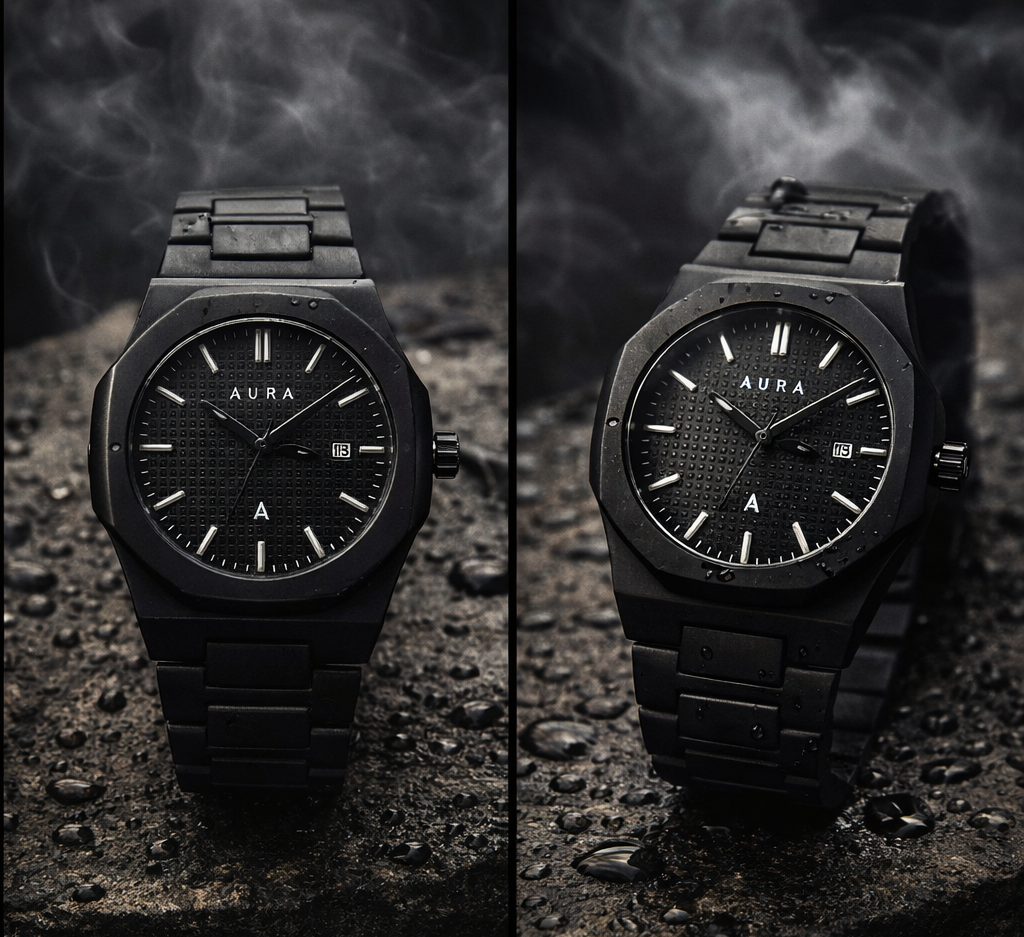 Steel Arabic Aura Watch - Black Dial Islamic Style Watch for Men.