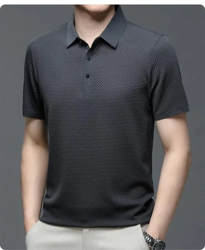 Ice Silk Men's Polo T-Shirt - Premium Cotton Feel.