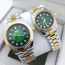 Luxury Rolex Style Watch for Men - Green, White, Golden - In Pakistan.