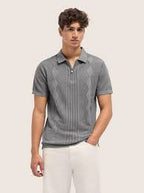 Men's Grey Quarter Zip Polo Shirt | Cotton Blend | Smart Casual.