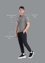 Men's Grey Quarter Zip Polo Shirt | Cotton Blend | Smart Casual.