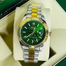 Luxury Rolex Style Watch for Men - Green, White, Golden - In Pakistan.